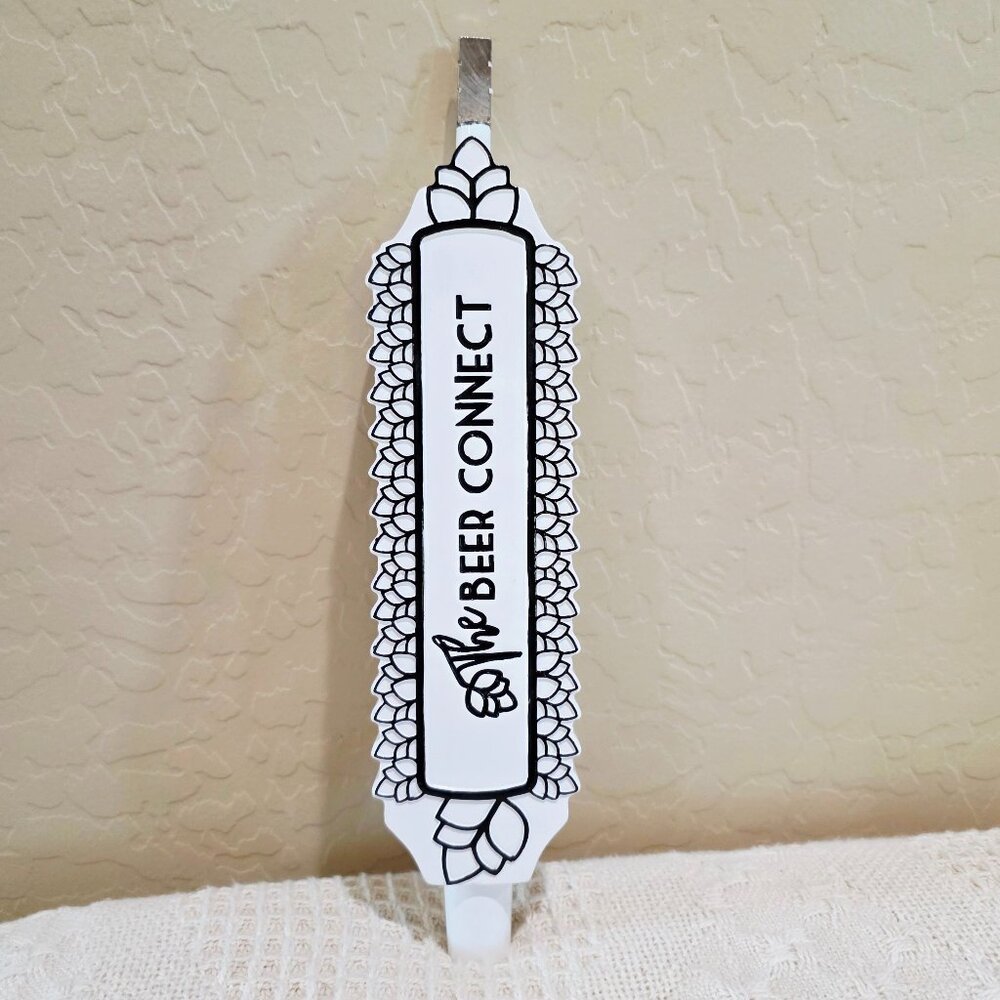The Beer Connect White Resin Black Hops Accent Pull Tap Handle 2015